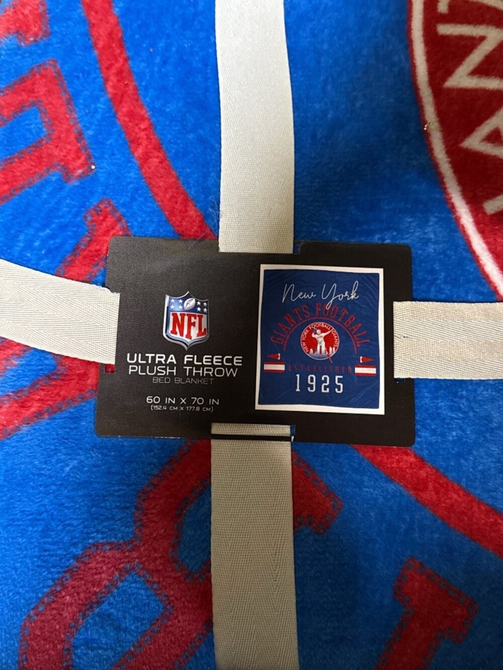 New York Giants Plush Throw Bed Blanket Retro Logo 60'' X 70'' New with Tag
